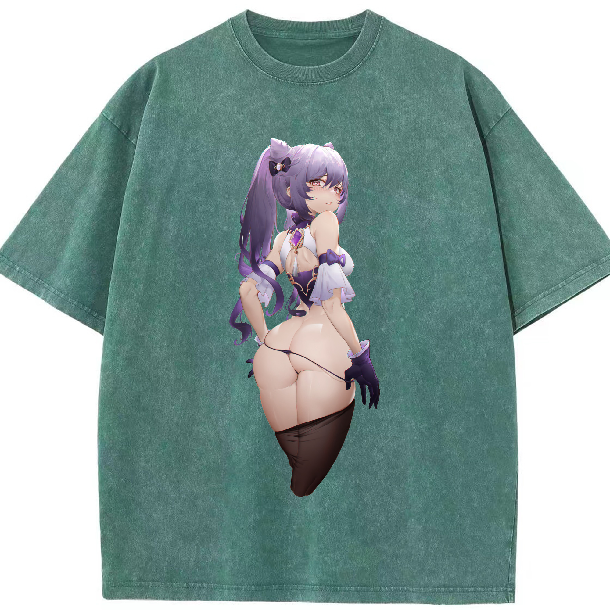 げんし神 刻晴 こくせい genshin Kokusei 綿100% ヴィンテージ風 半袖Tシャツ（フロントプリント）